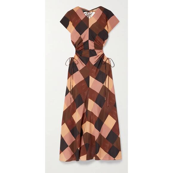 A.L.C. Dresses & Skirts - A.L.C. Amira Cutout Ruched Color-block Stretch-silk Dress